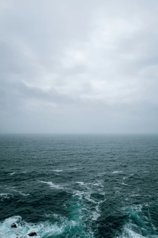 the dark ocean under grey skies and heavy water