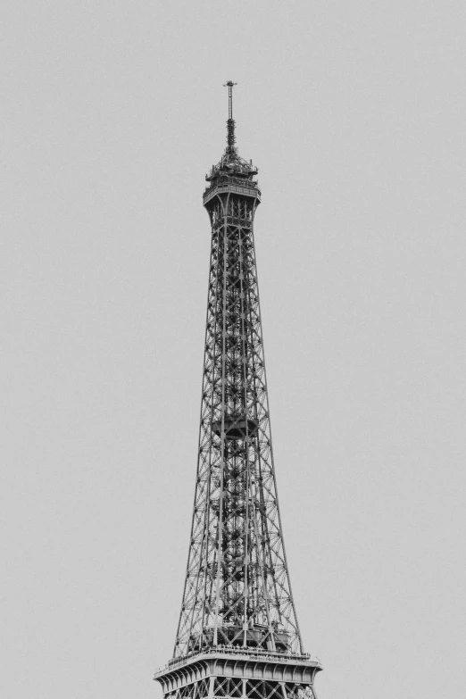 the eiffel tower is shown in black and white