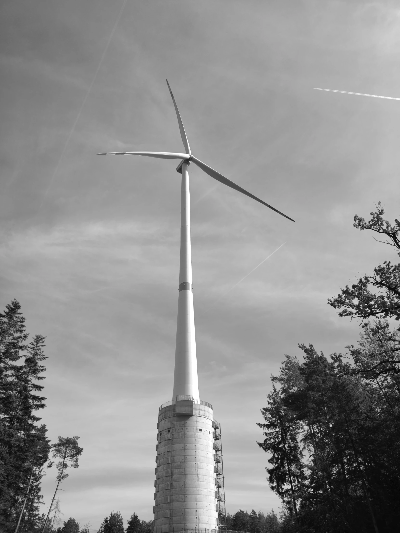 this windmill tower has an electrical outlet installed for the rotor