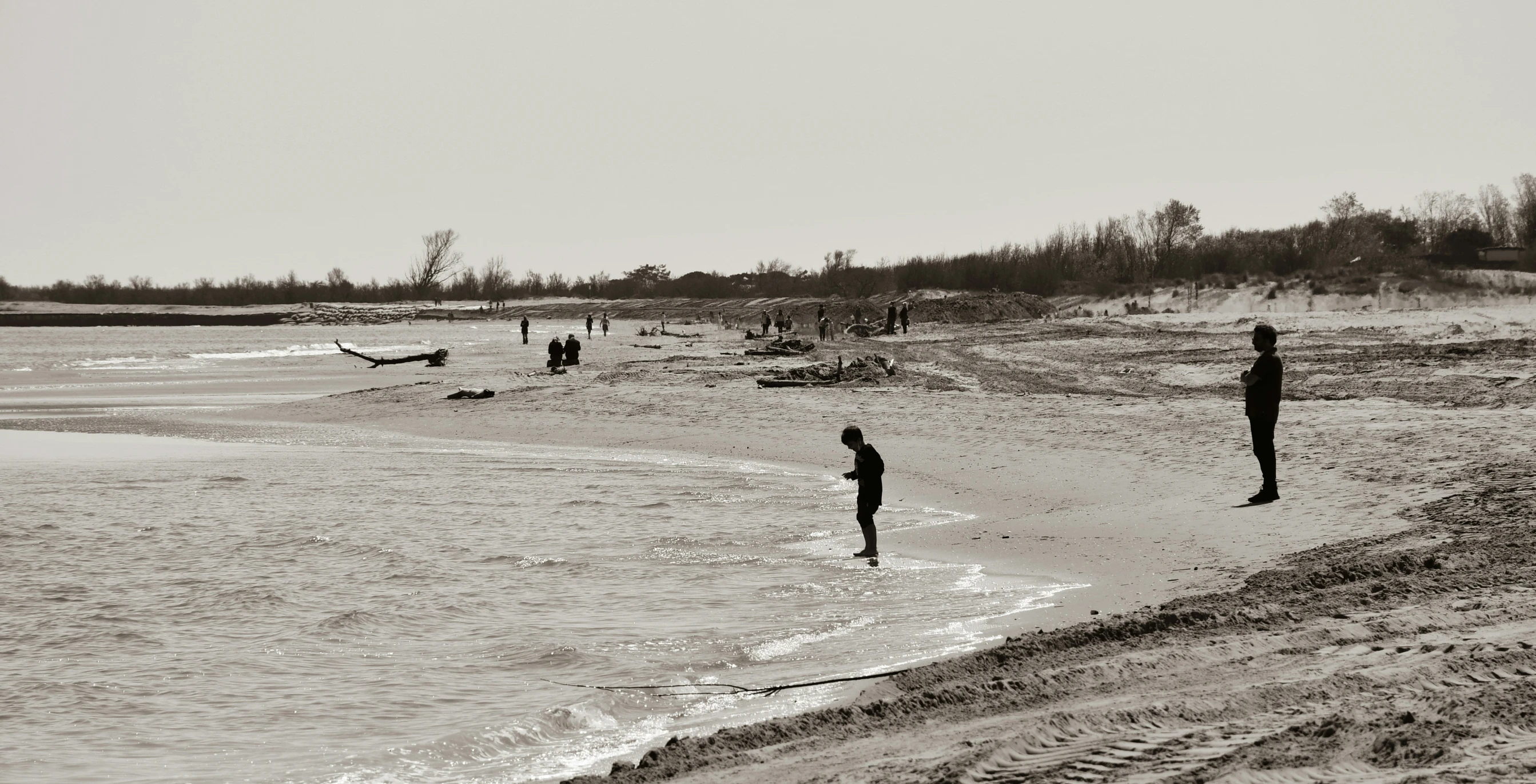 some people on the beach near the water