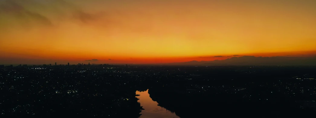 sunset over the river taken from a hill