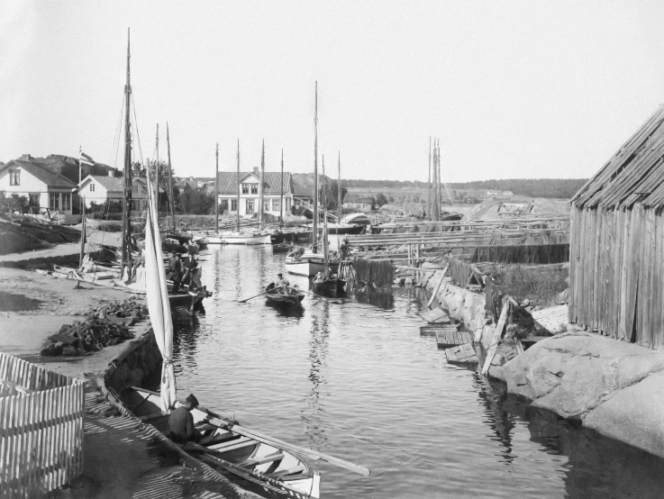 the village is full of old boats and houses