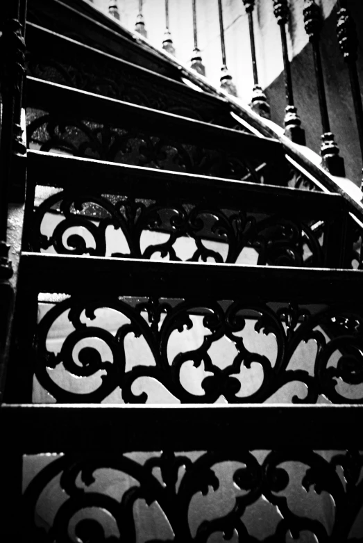 a closeup image of some iron railings