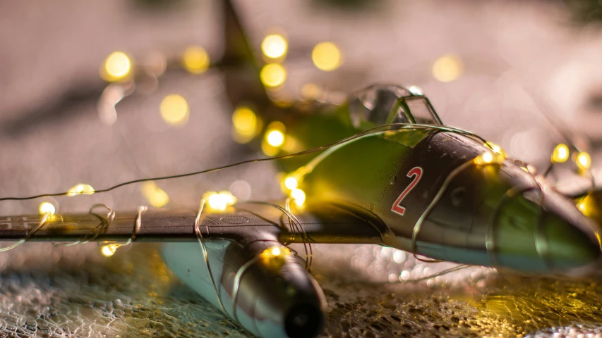 a small toy air plane is on display