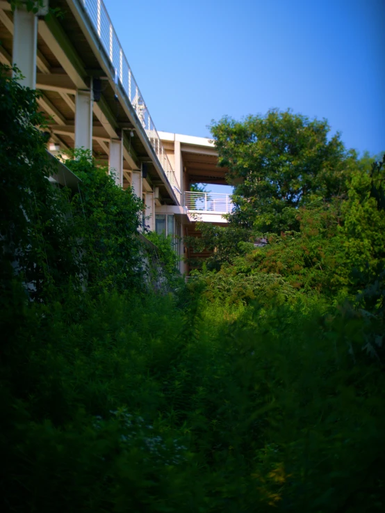 a balcony on the side of a tall building