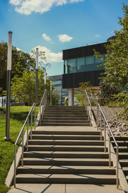 a set of stairs leading to a building