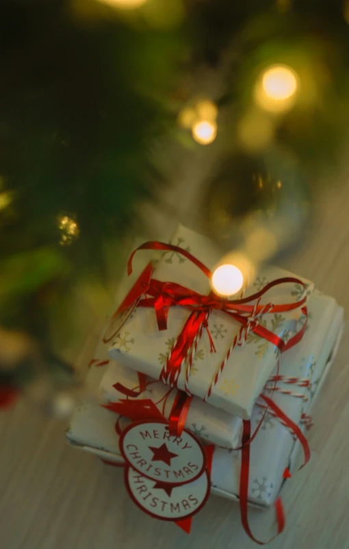 wrapped presents sitting on top of each other