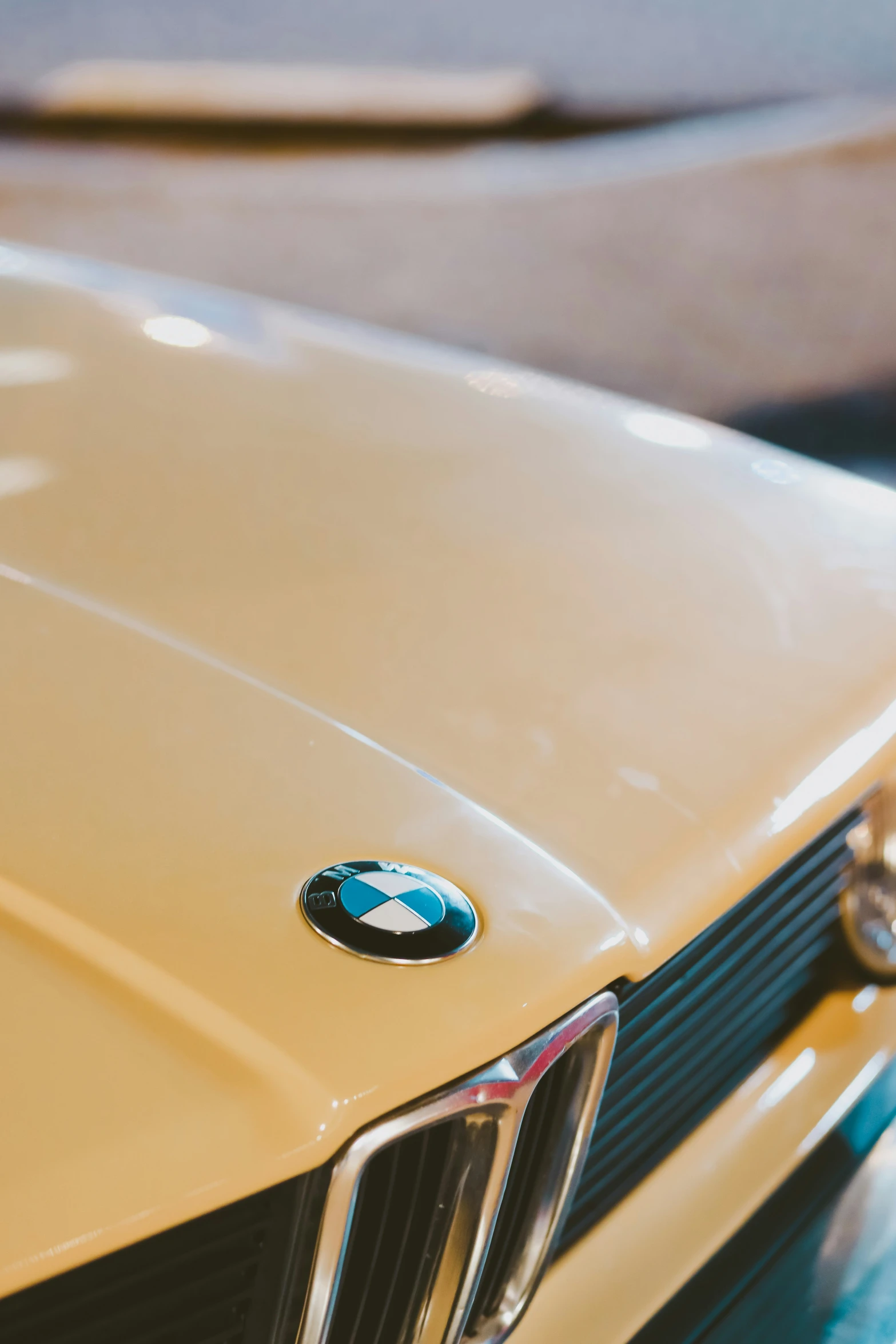 bmw logo on a beige sports car