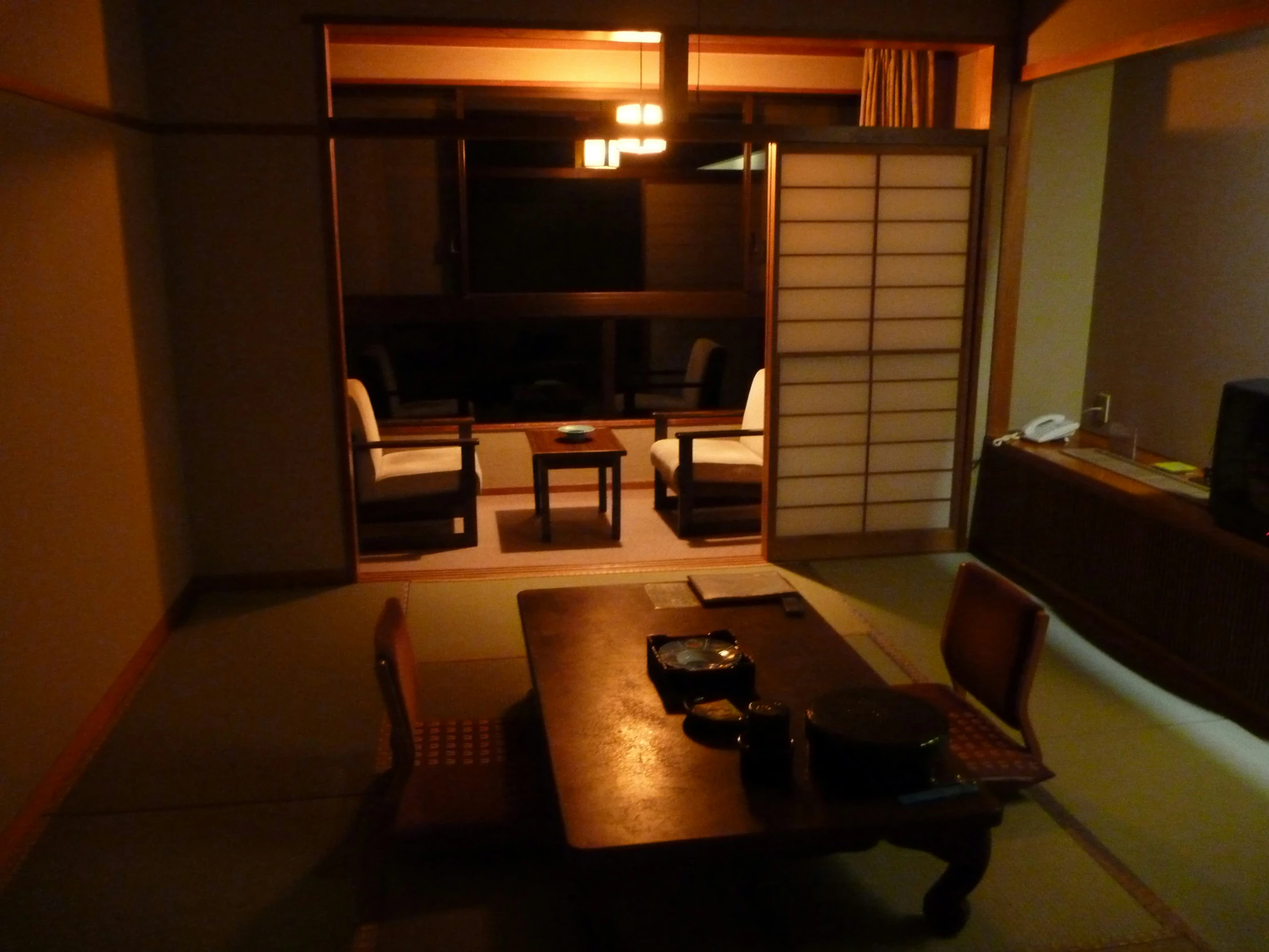 a view of a table and some chairs