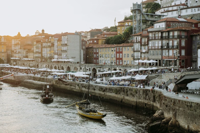 a view of the river in a city with many buildings on it