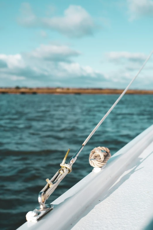 a view of the handle on a boat in the ocean