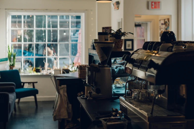 a coffee machine sitting on top of a table