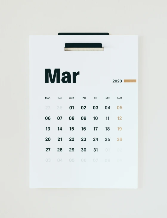 an image of a march calendar pinned to a board