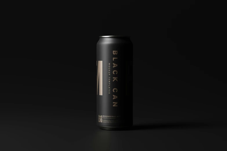 an empty black can sits on a dark background