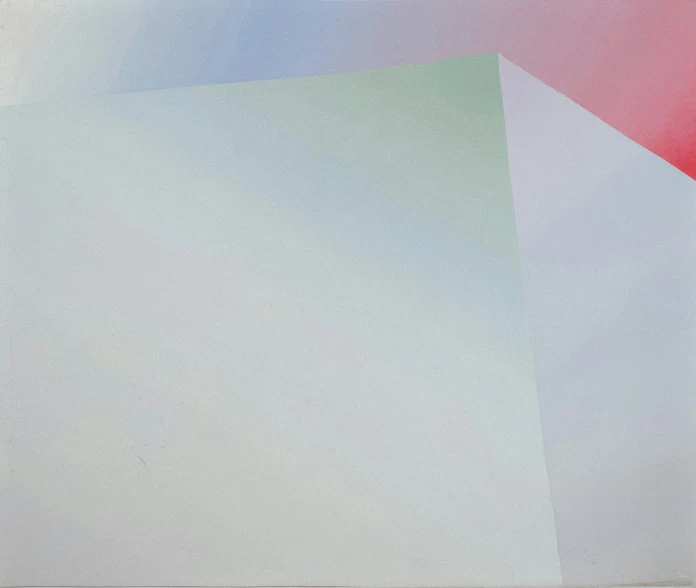 a painting with a white and blue center and red center