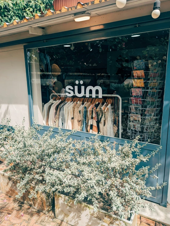the window display of a sun clothing store