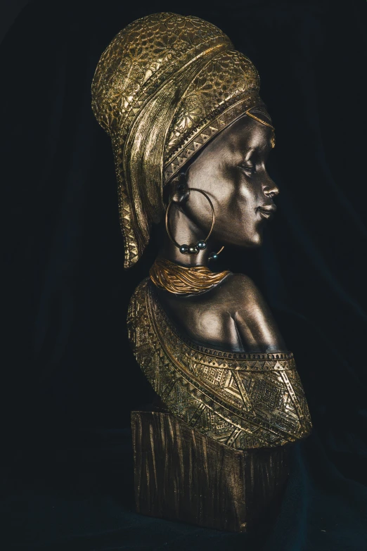 gold jewelry set in the shape of an egyptian woman