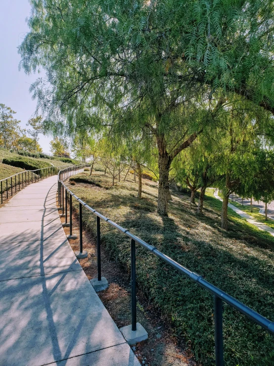 there is a sidewalk going down to the water