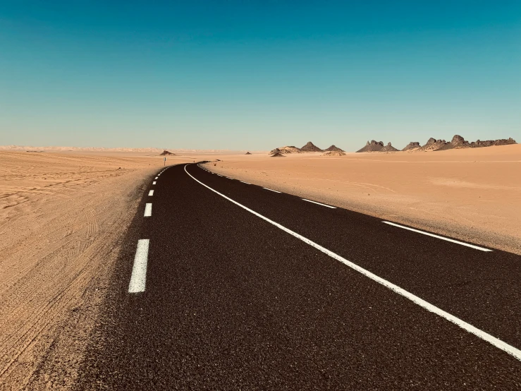 the road to the desert in egypt is empty