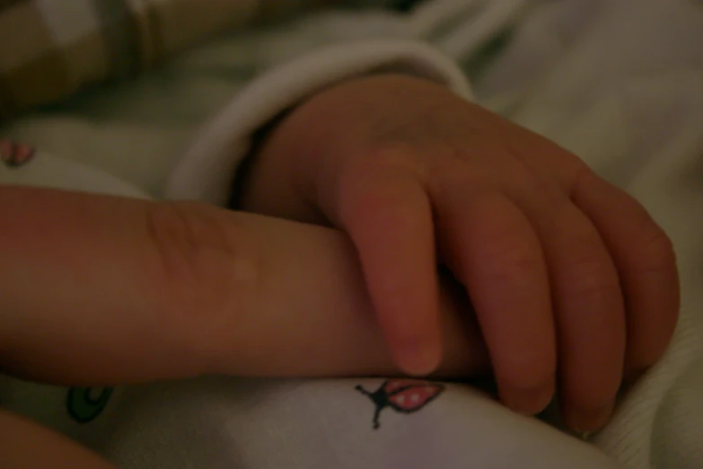 closeup of an infant's arm and baby's hand