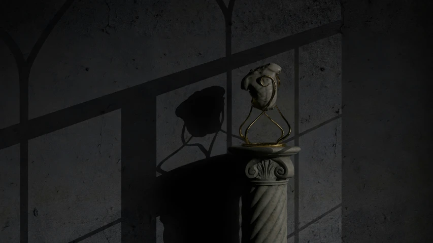 a clock with a bronze face has its hands held in a dark room