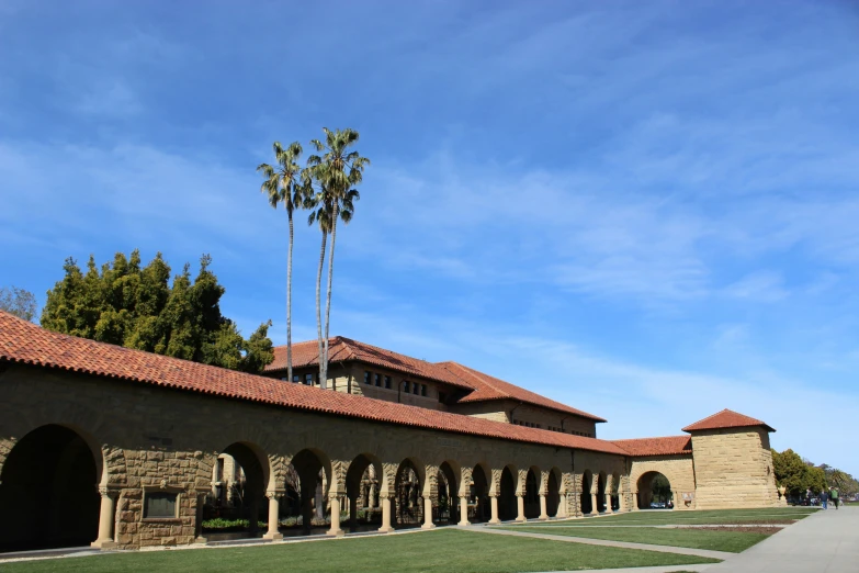 the building is very long and has columns on both sides