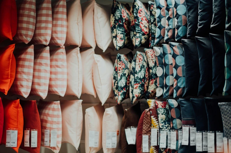 a display at a store with a bunch of hats