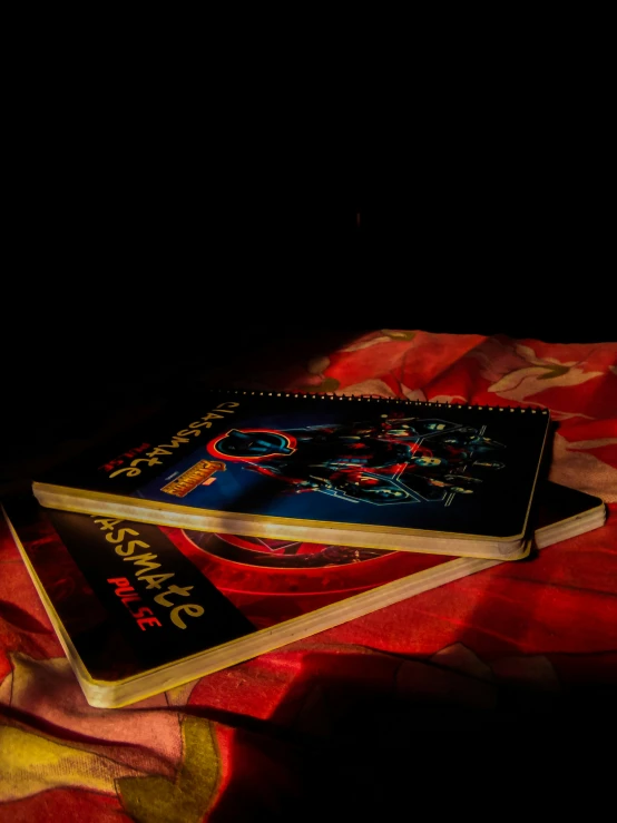 two books on the table are all lit up