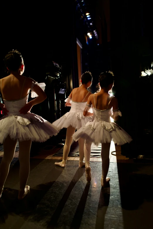 some girls in white tutus dancing on the street