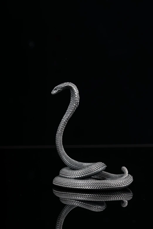 a white snake statue sitting in the middle of a glass floor