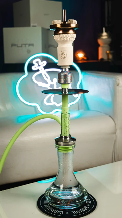 a hookah pipe with a lite up cloud