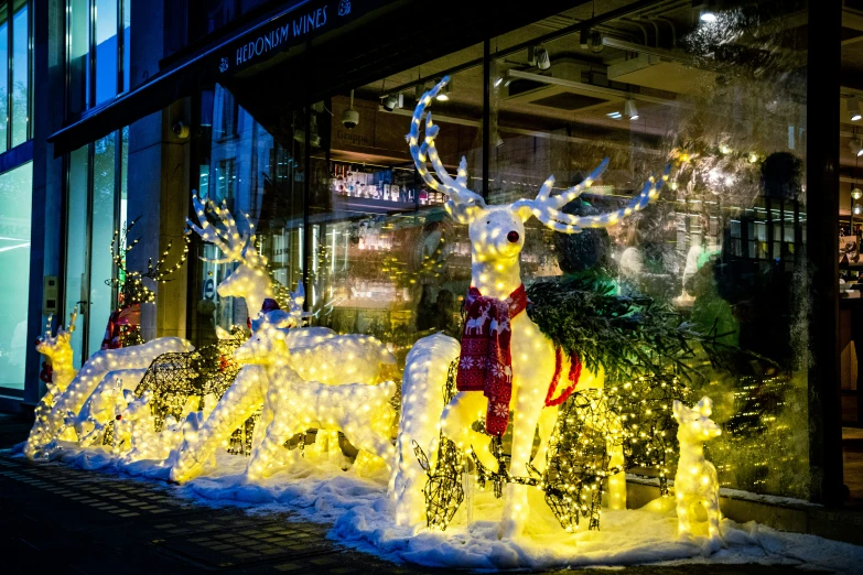 an elaborate display with several christmas lights, and decorations