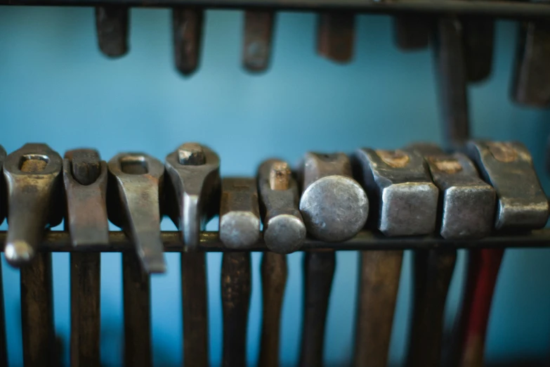 tools displayed on display on wooden racks and shelves