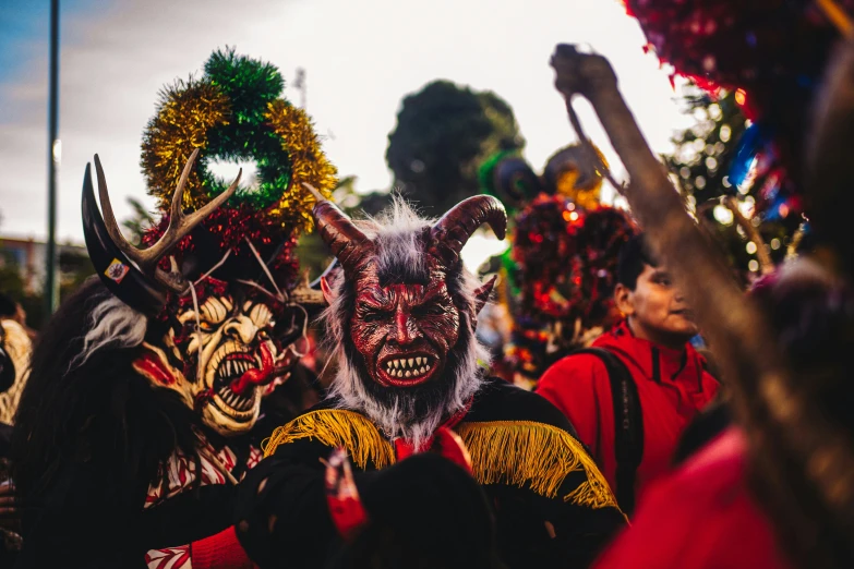 the carnival was attended with elaborate costumed costumes