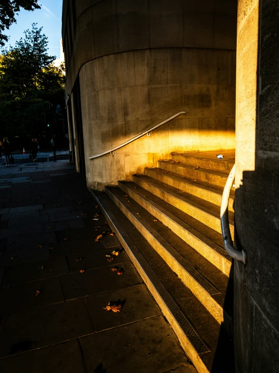 a view of a stairway in front of an open space