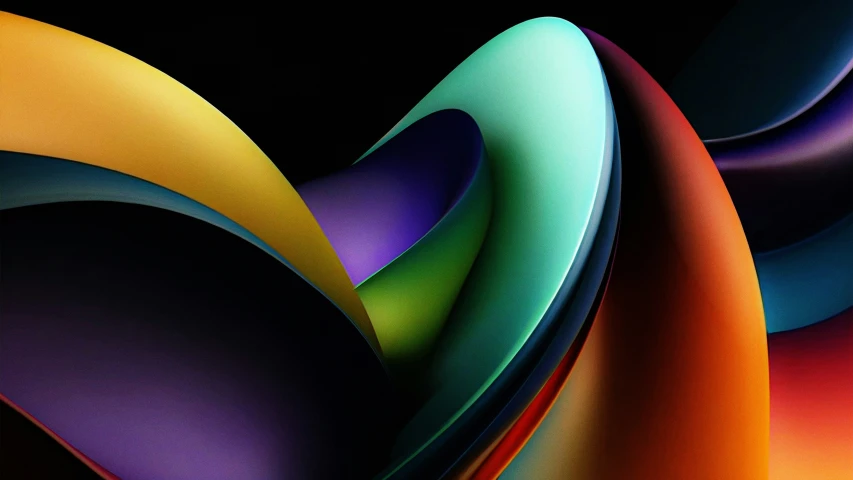 multicolored wavy shapes on a black background