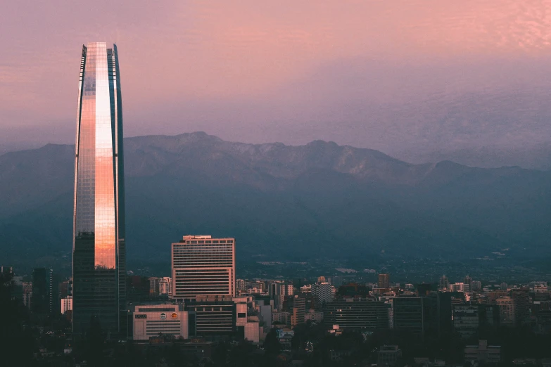 view of tall city buildings and the sky