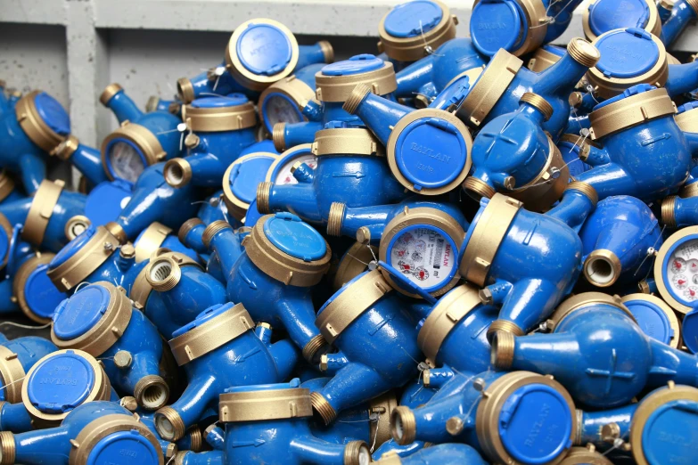 many different kinds of blue and gold clocks with numbers