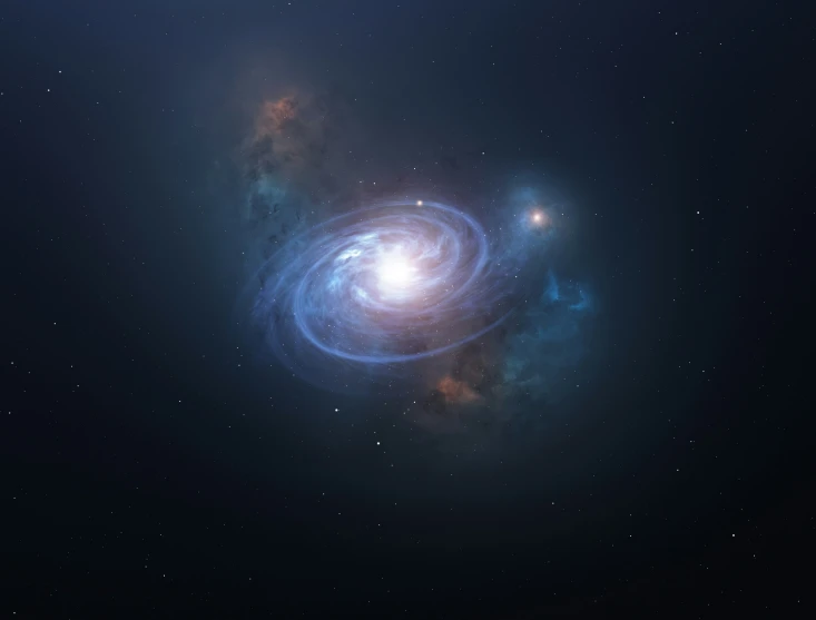 a bright blue spiral shaped object in the space