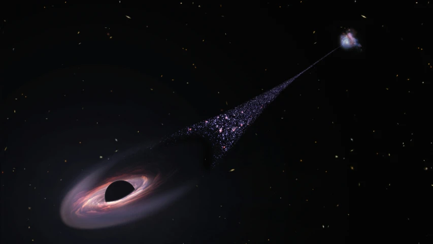 an artist's rendering of the disk with an object in it, surrounded by stars