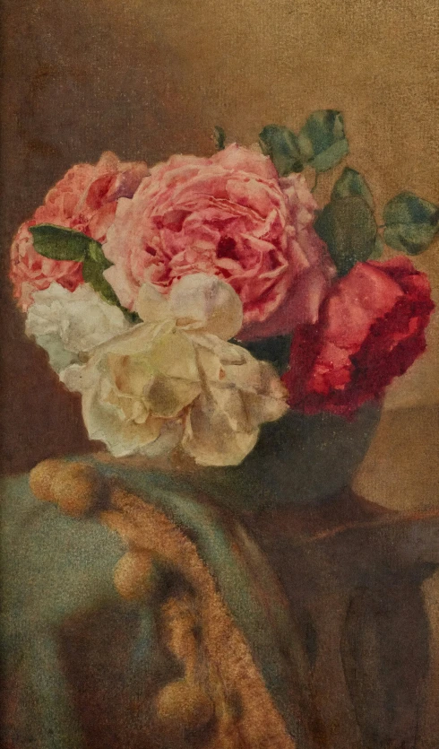 a painting of flowers that are in a vase