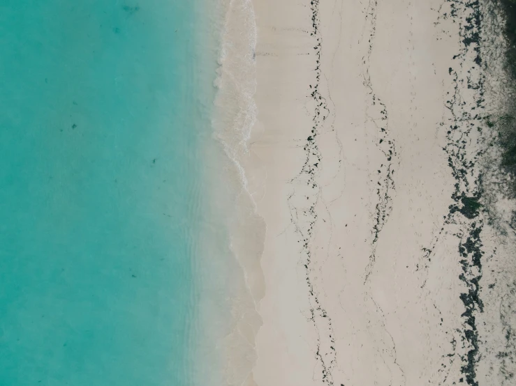 an aerial view of the ocean and the sandy beach