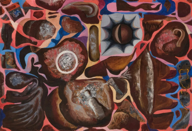 a painting of various shapes and sizes