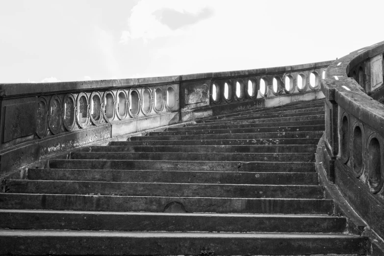 a black and white picture of stone stairs