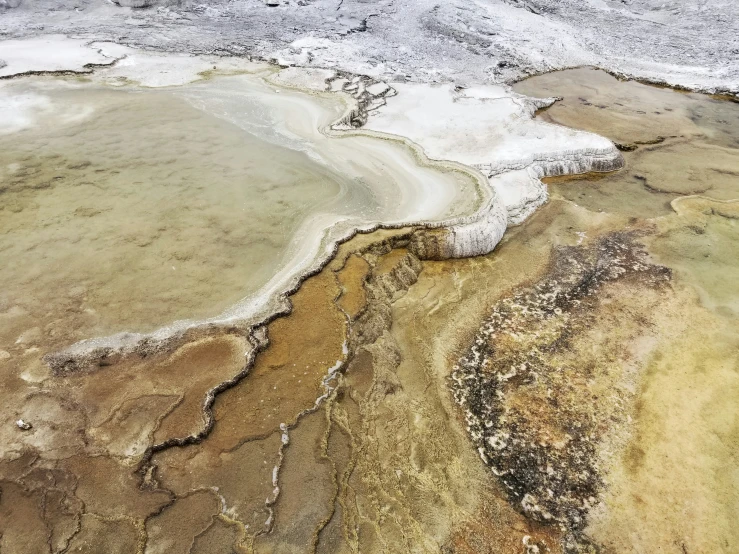 this is an aerial view of a frozen lake