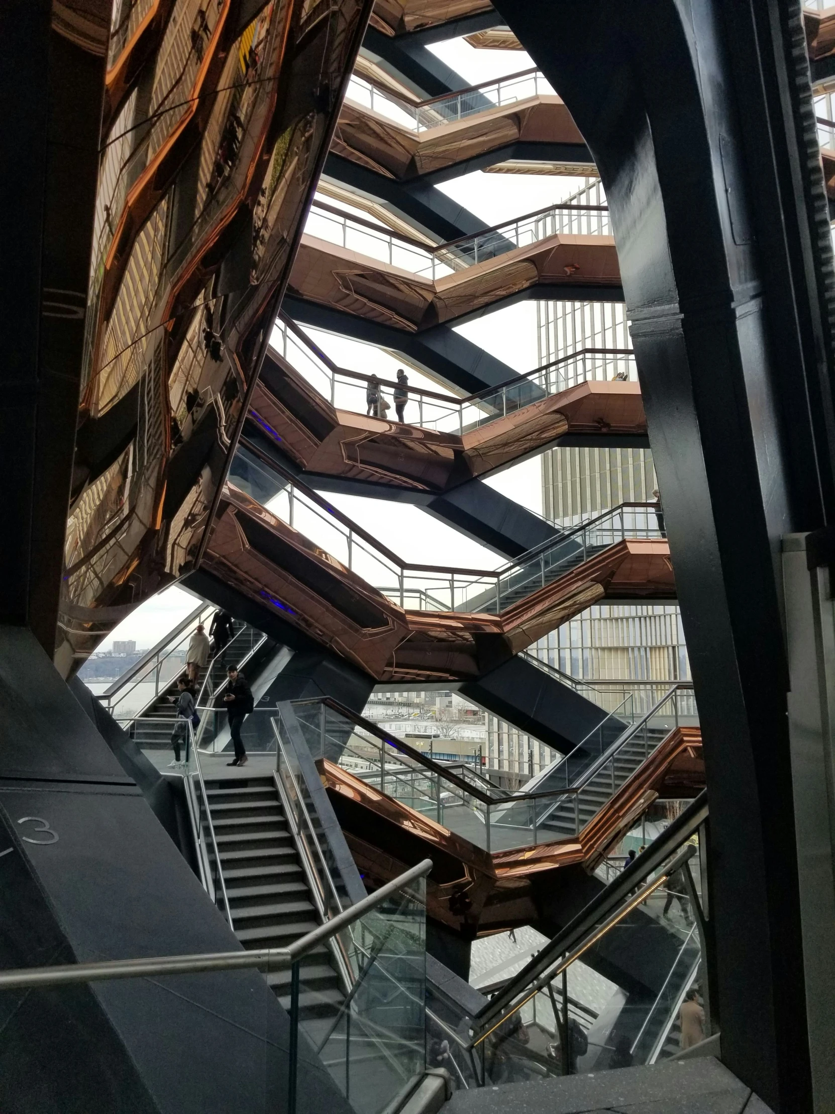 a bunch of stairs in a building that is mostly vertical