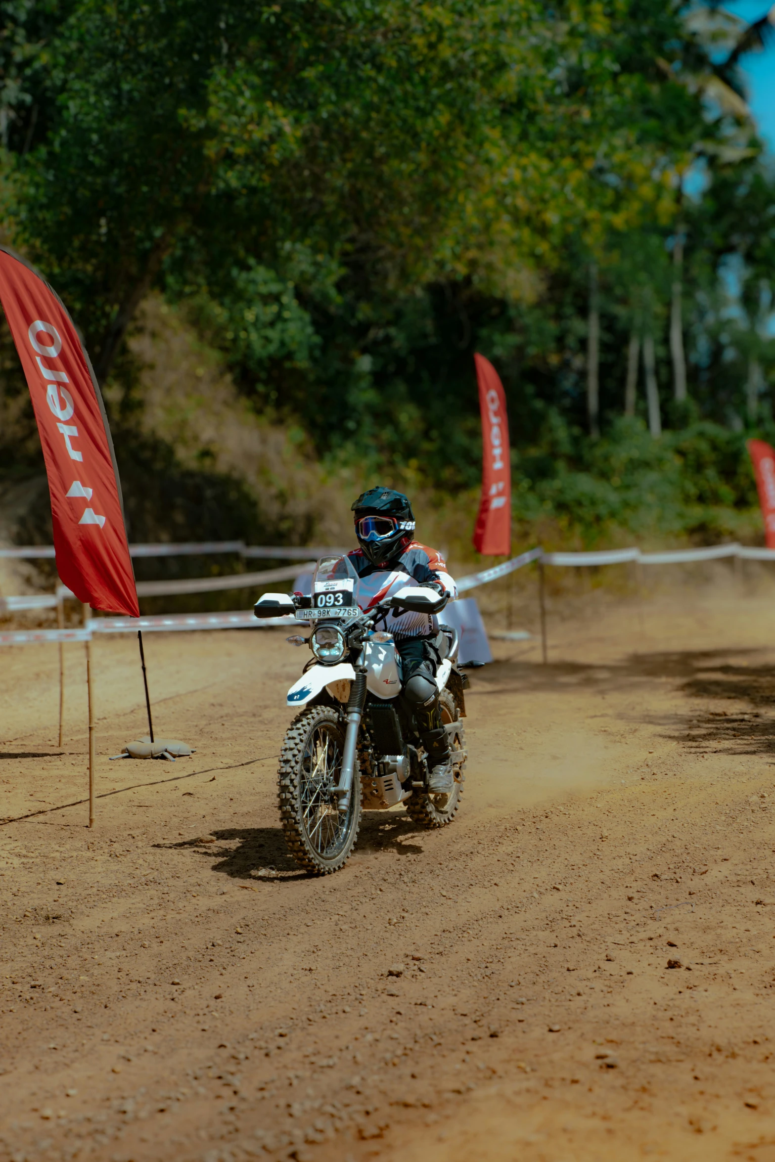 a person riding on the back of a dirt bike