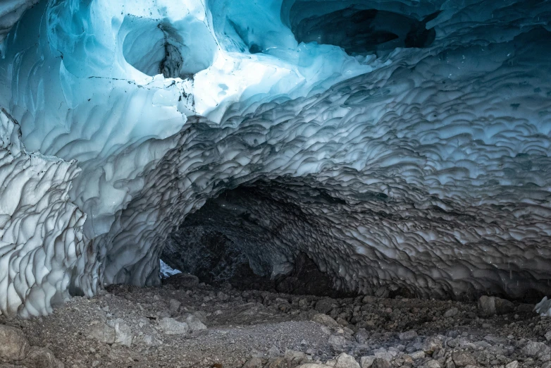 inside of an ice cave in the glacier