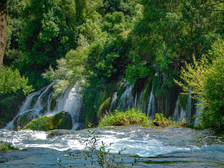 there are many waterfalls that are in the water