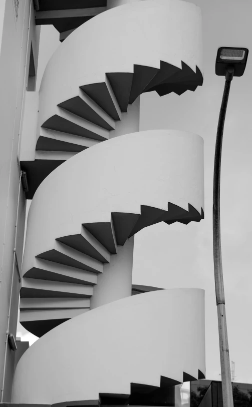 a street light with a black and white image